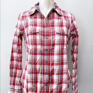 Mango Basics Red Checkered Long Sleeves - XSP